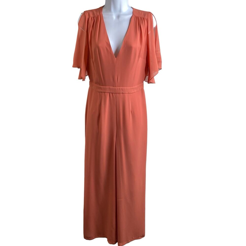 ALI & JAY Coral Orange Flutter-Sleeve Jumpsuit
